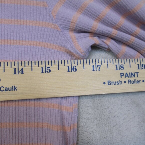 We the Free People Women’s Top Size L Lavender Peach Striped Ruffled Bell Sleeve - Picture 10 of 12